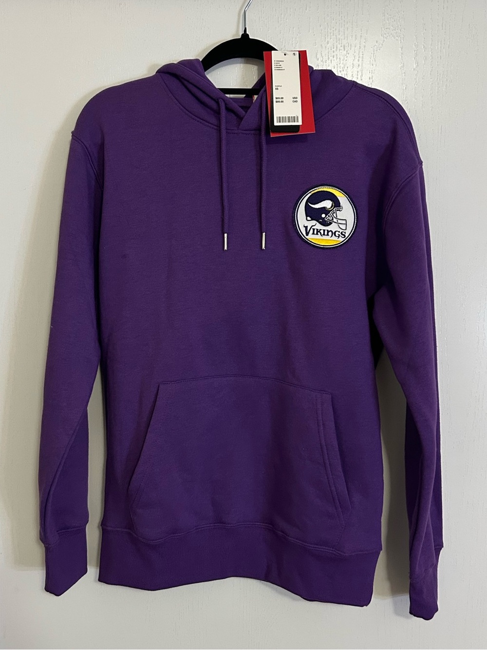 Purple Vikings NFL Hoodie - Men’s Hooded Sweatshirt with Patches